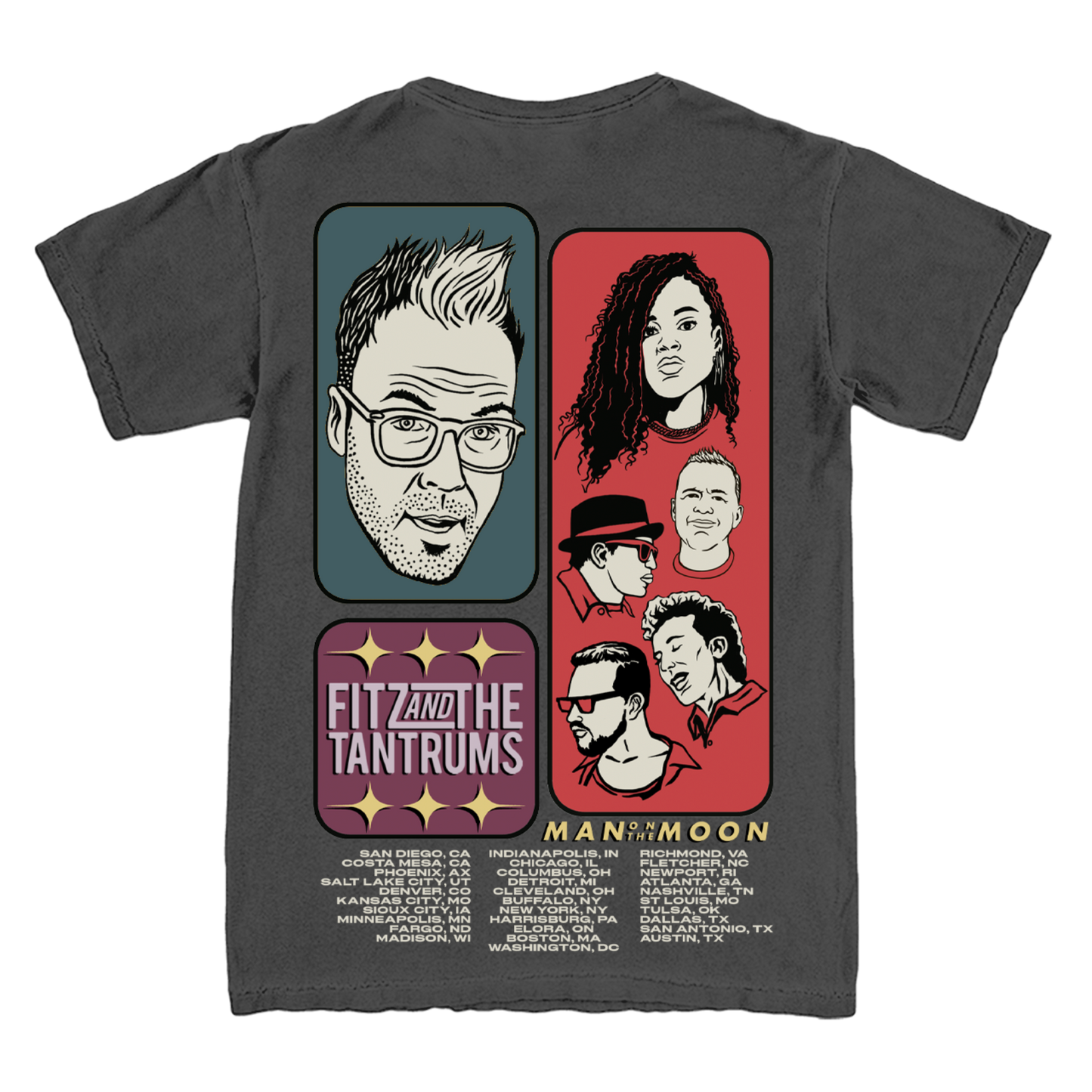 Man On The Moon Tour Boxes Tee (Charcoal)